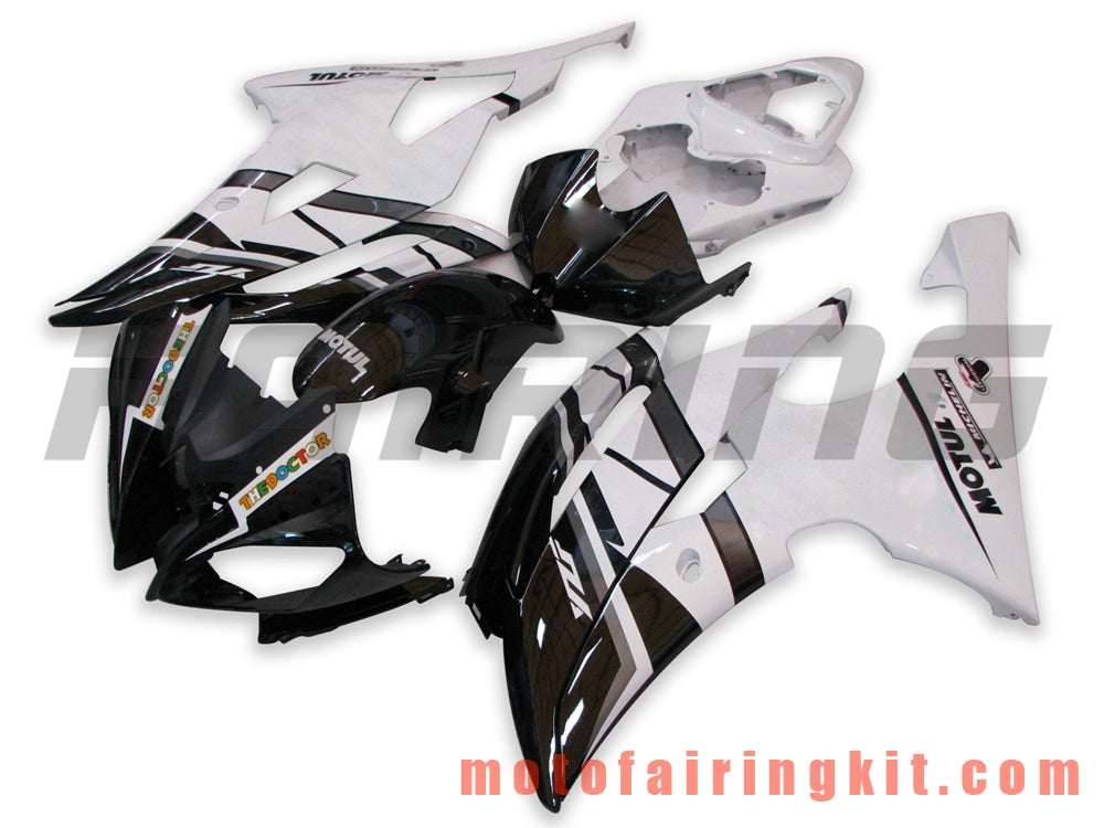 Fairing Kits Fit for YZF-600 R6 2008 2009 2010 2011 2012 2013 2014 2015 2016 Plastic ABS Injection Mold Complete Motorcycle Body Aftermarket Bodywork Frame (Black & White) B047