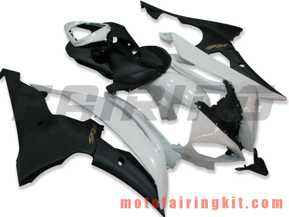 Fairing Kits Fit for YZF-600 R6 2008 2009 2010 2011 2012 2013 2014 2015 2016 Plastic ABS Injection Mold Complete Motorcycle Body Aftermarket Bodywork Frame (White & Black) B048