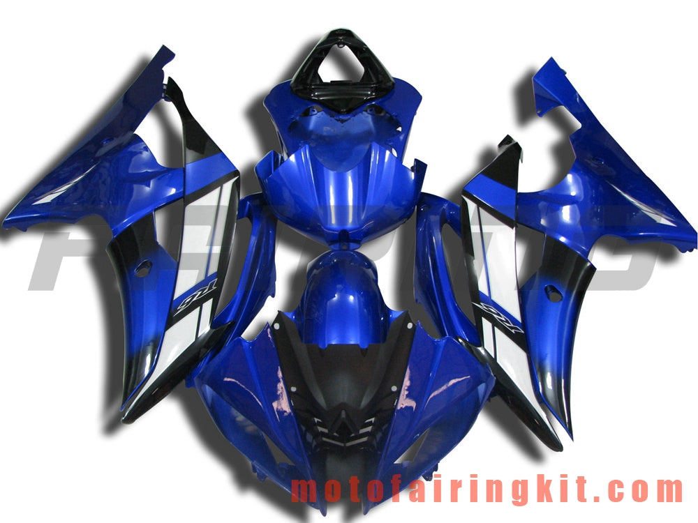 フェアリングキット YZF-600 R6 2008 2009 2010 2011 2012 2013 2014 2015 2016 プラスチック ABS 射出成形 完全なオートバイボディ アフターマーケットボディワークフレーム (ブルー &amp; ブラック) B050