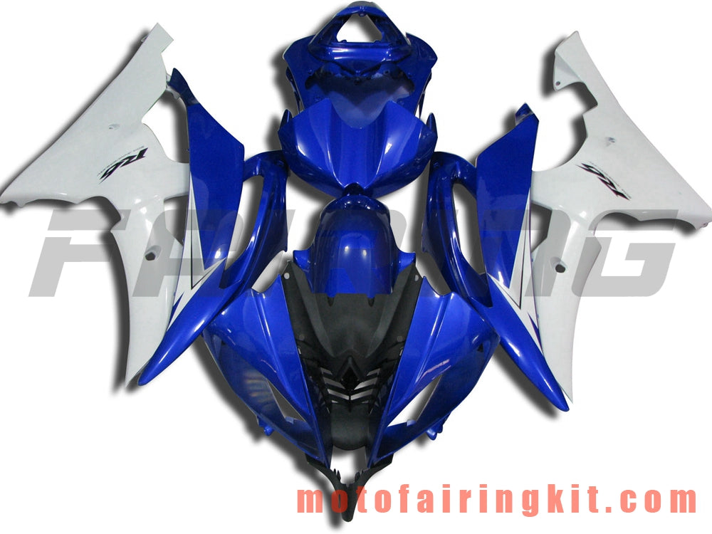 Kits de carenado aptos para YZF-600 R6 2008 2009 2010 2011 2012 2013 2014 2015 2016 Molde de inyección de plástico ABS Carrocería completa para motocicleta Marco de carrocería de posventa (azul y blanco) B053