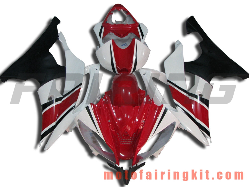 Fairing Kits Fit for YZF-600 R6 2008 2009 2010 2011 2012 2013 2014 2015 2016 Plastic ABS Injection Mold Complete Motorcycle Body Aftermarket Bodywork Frame (Red & White) B054