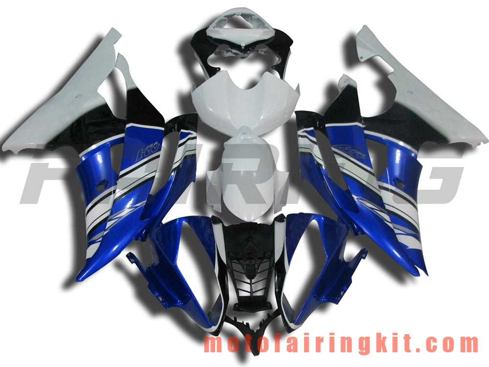 Fairing Kits Fit for YZF-600 R6 2008 2009 2010 2011 2012 2013 2014 2015 2016 Plastic ABS Injection Mold Complete Motorcycle Body Aftermarket Bodywork Frame (White & Blue) B055