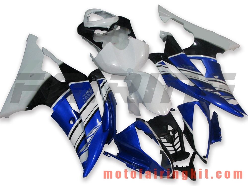 Fairing Kits Fit for YZF-600 R6 2008 2009 2010 2011 2012 2013 2014 2015 2016 Plastic ABS Injection Mold Complete Motorcycle Body Aftermarket Bodywork Frame (White & Blue) B055