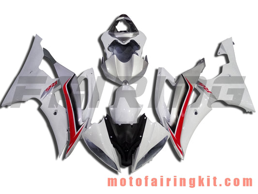 Fairing Kits Fit for YZF-600 R6 2008 2009 2010 2011 2012 2013 2014 2015 2016 Plastic ABS Injection Mold Complete Motorcycle Body Aftermarket Bodywork Frame (White & Silver) B058