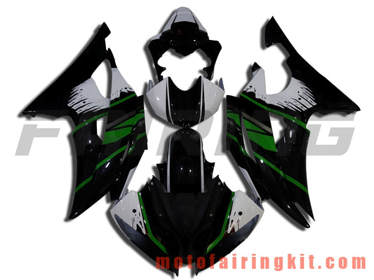 Fairing Kits Fit for YZF-600 R6 2008 2009 2010 2011 2012 2013 2014 2015 2016 Plastic ABS Injection Mold Complete Motorcycle Body Aftermarket Bodywork Frame (Black & Green) B063