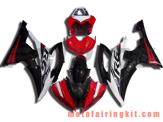 Fairing Kits Fit for YZF-600 R6 2008 2009 2010 2011 2012 2013 2014 2015 2016 Plastic ABS Injection Mold Complete Motorcycle Body Aftermarket Bodywork Frame (Red & Black) B064