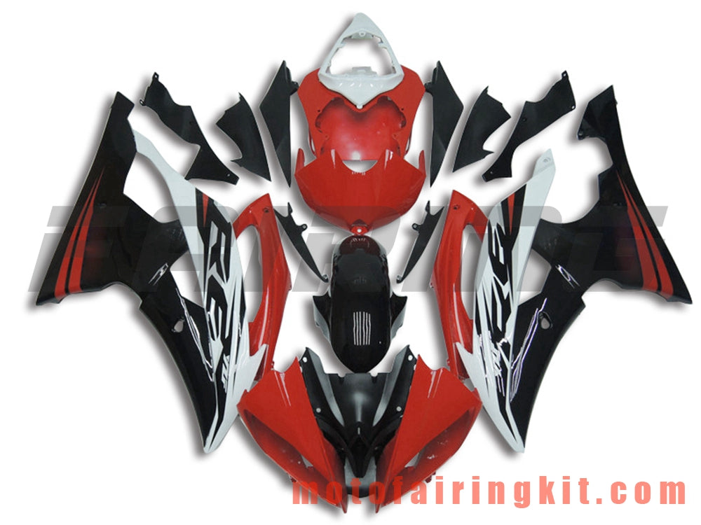 Fairing Kits Fit for YZF-600 R6 2008 2009 2010 2011 2012 2013 2014 2015 2016 Plastic ABS Injection Mold Complete Motorcycle Body Aftermarket Bodywork Frame (Red & Black) B067