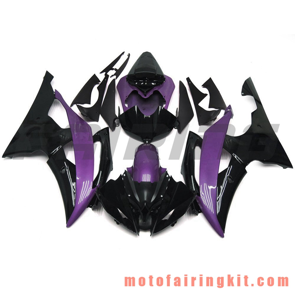 Fairing Kits Fit for YZF-600 R6 2008 2009 2010 2011 2012 2013 2014 2015 2016 Plastic ABS Injection Mold Complete Motorcycle Body Aftermarket Bodywork Frame (Purple & Black) B068