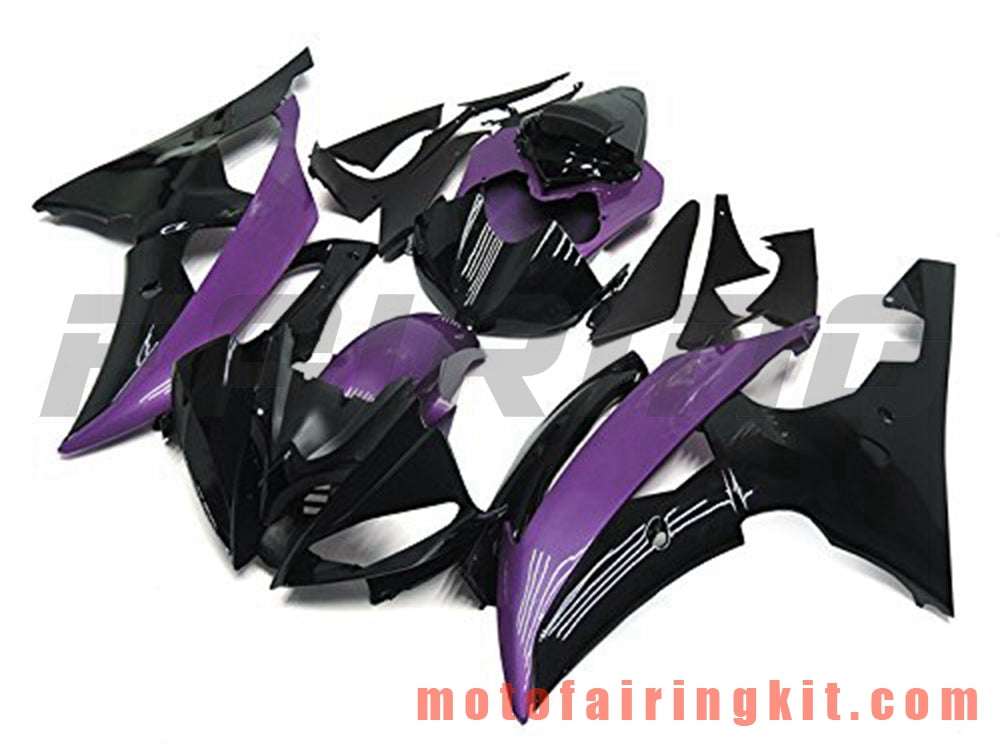 Fairing Kits Fit for YZF-600 R6 2008 2009 2010 2011 2012 2013 2014 2015 2016 Plastic ABS Injection Mold Complete Motorcycle Body Aftermarket Bodywork Frame (Purple & Black) B068