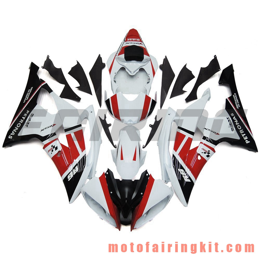 Fairing Kits Fit for YZF-600 R6 2008 2009 2010 2011 2012 2013 2014 2015 2016 Plastic ABS Injection Mold Complete Motorcycle Body Aftermarket Bodywork Frame (White & Red) B072