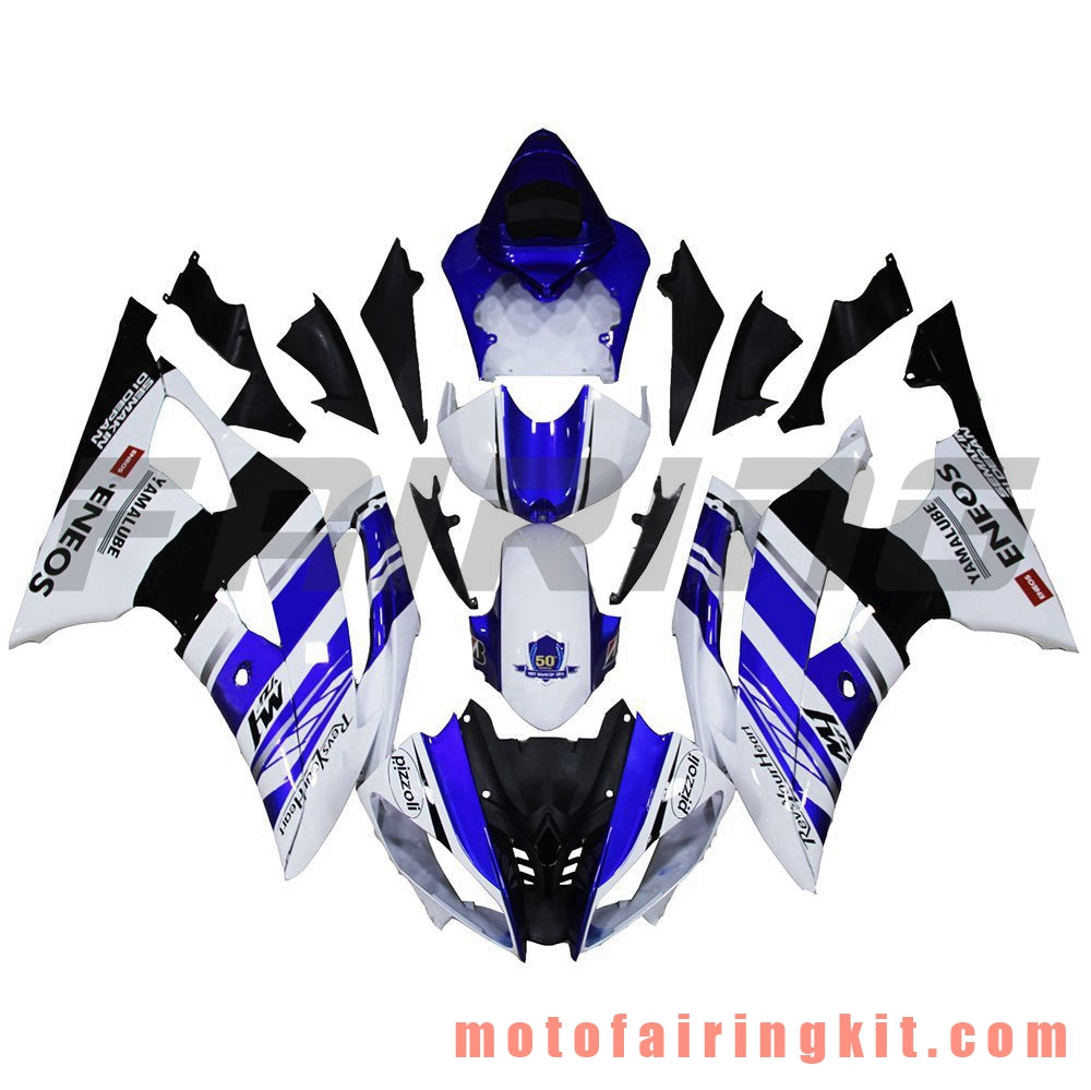 Fairing Kits Fit for YZF-600 R6 2008 2009 2010 2011 2012 2013 2014 2015 2016 Plastic ABS Injection Mold Complete Motorcycle Body Aftermarket Bodywork Frame (Blue & White) B075