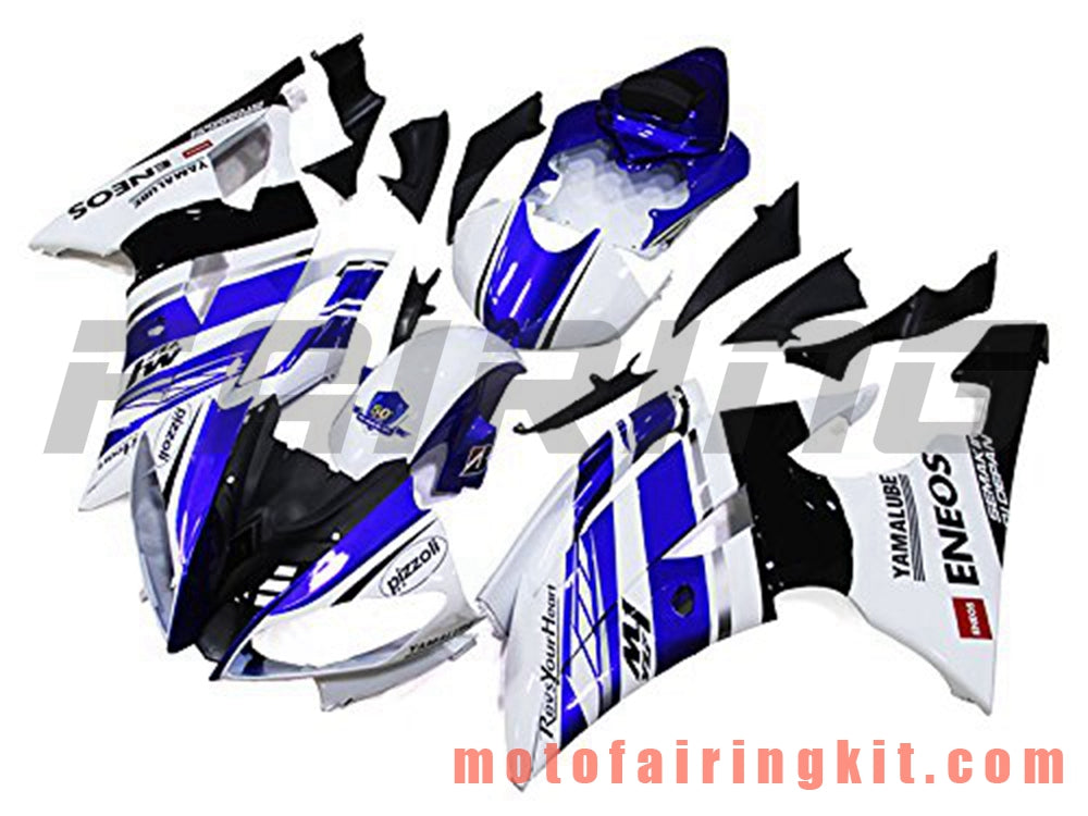 Fairing Kits Fit for YZF-600 R6 2008 2009 2010 2011 2012 2013 2014 2015 2016 Plastic ABS Injection Mold Complete Motorcycle Body Aftermarket Bodywork Frame (Blue & White) B075