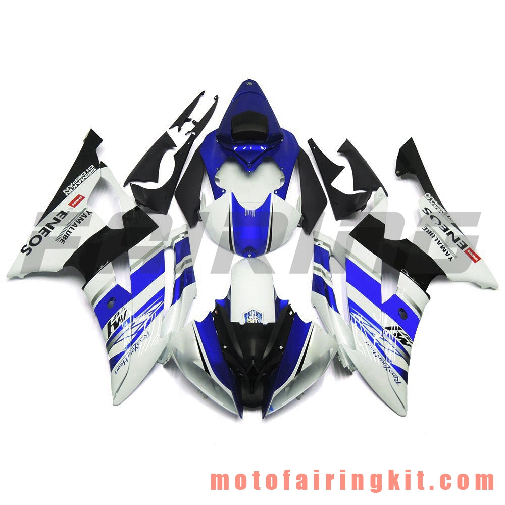 Fairing Kits Fit for YZF-600 R6 2008 2009 2010 2011 2012 2013 2014 2015 2016 Plastic ABS Injection Mold Complete Motorcycle Body Aftermarket Bodywork Frame (White & Blue) B076