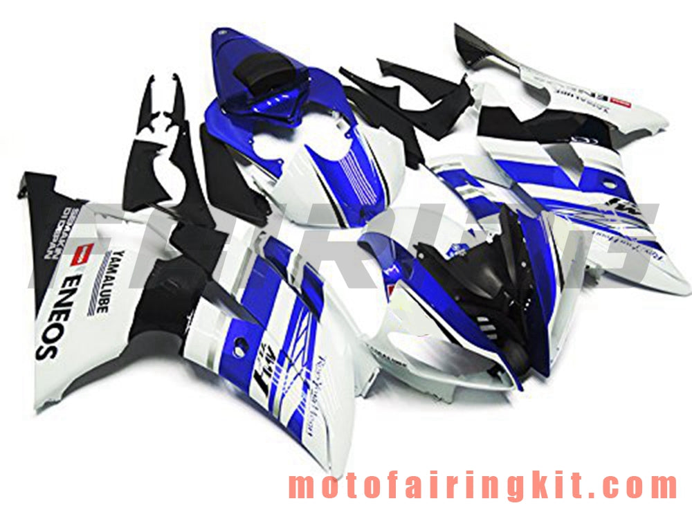 Fairing Kits Fit for YZF-600 R6 2008 2009 2010 2011 2012 2013 2014 2015 2016 Plastic ABS Injection Mold Complete Motorcycle Body Aftermarket Bodywork Frame (White & Blue) B076