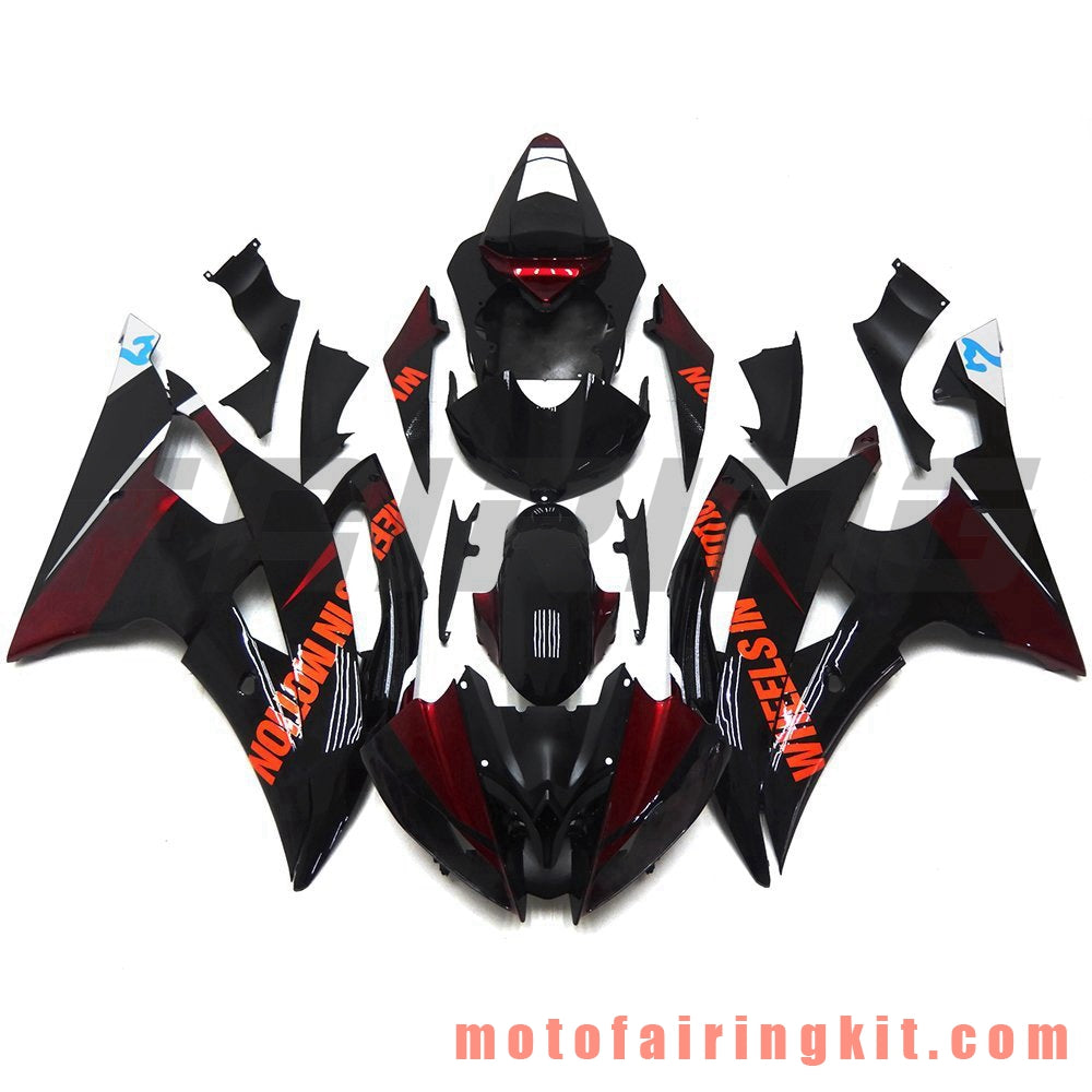 Fairing Kits Fit for YZF-600 R6 2008 2009 2010 2011 2012 2013 2014 2015 2016 Plastic ABS Injection Mold Complete Motorcycle Body Aftermarket Bodywork Frame (Black & Orange) B078