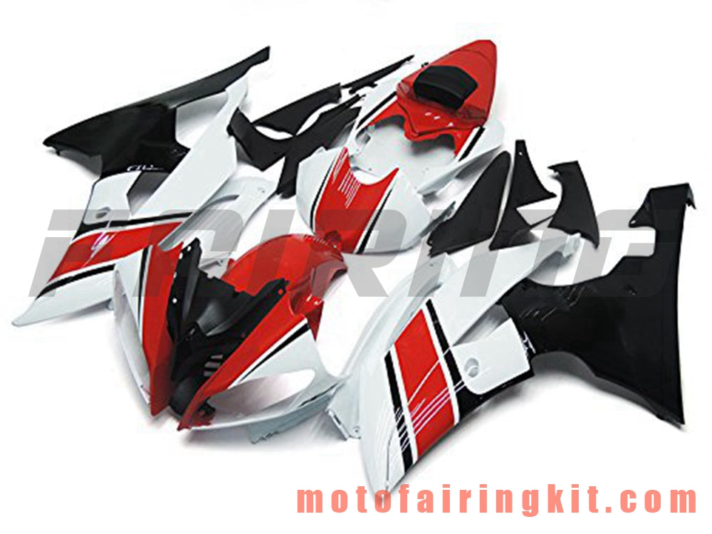 Fairing Kits Fit for YZF-600 R6 2008 2009 2010 2011 2012 2013 2014 2015 2016 Plastic ABS Injection Mold Complete Motorcycle Body Aftermarket Bodywork Frame (Red & White) B079