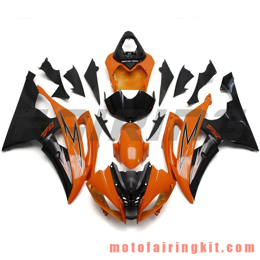 Fairing Kits Fit for YZF-600 R6 2008 2009 2010 2011 2012 2013 2014 2015 2016 Plastic ABS Injection Mold Complete Motorcycle Body Aftermarket Bodywork Frame (Orange & Black) B080