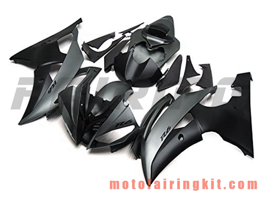 Fairing Kits Fit for YZF-600 R6 2008 2009 2010 2011 2012 2013 2014 2015 2016 Plastic ABS Injection Mold Complete Motorcycle Body Aftermarket Bodywork Frame (Black & Gray) B081