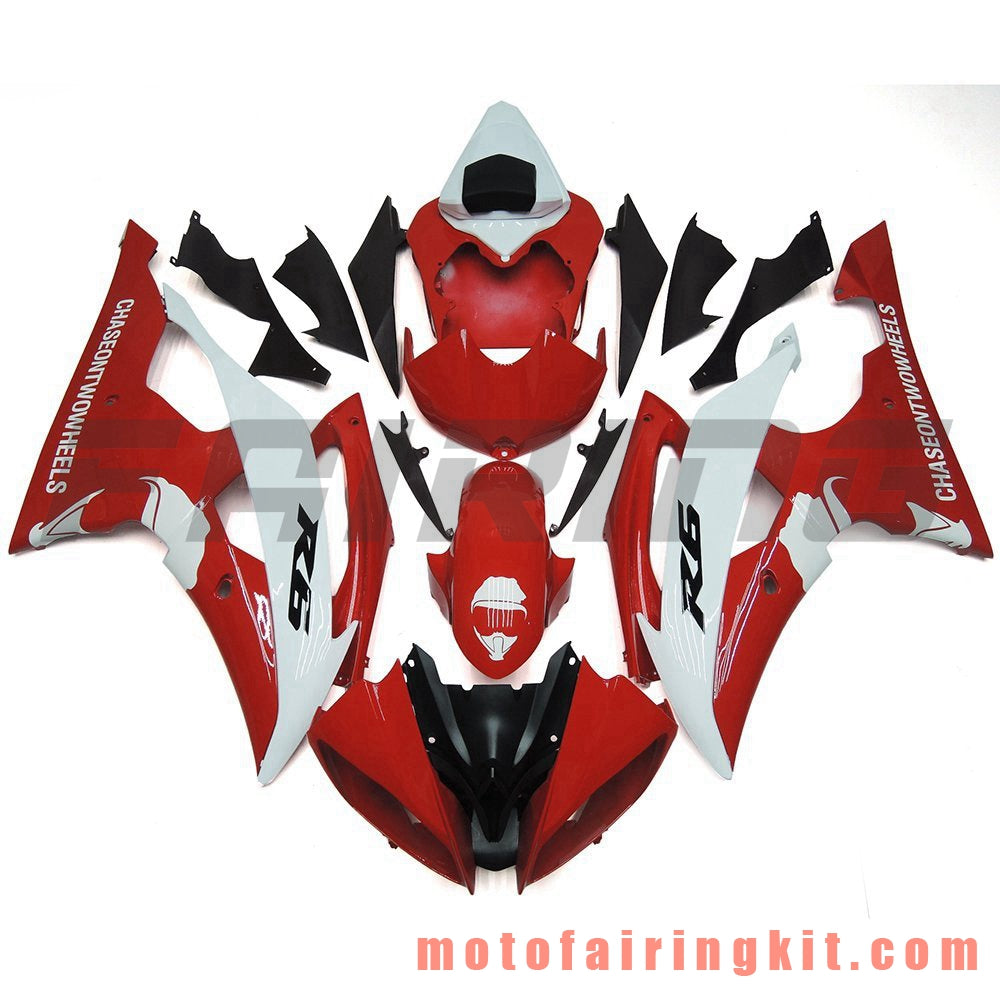 Fairing Kits Fit for YZF-600 R6 2008 2009 2010 2011 2012 2013 2014 2015 2016 Plastic ABS Injection Mold Complete Motorcycle Body Aftermarket Bodywork Frame (Red & White) B082