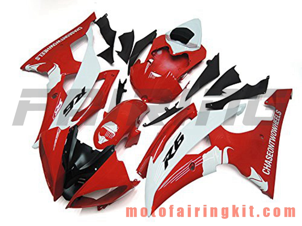 Fairing Kits Fit for YZF-600 R6 2008 2009 2010 2011 2012 2013 2014 2015 2016 Plastic ABS Injection Mold Complete Motorcycle Body Aftermarket Bodywork Frame (Red & White) B082