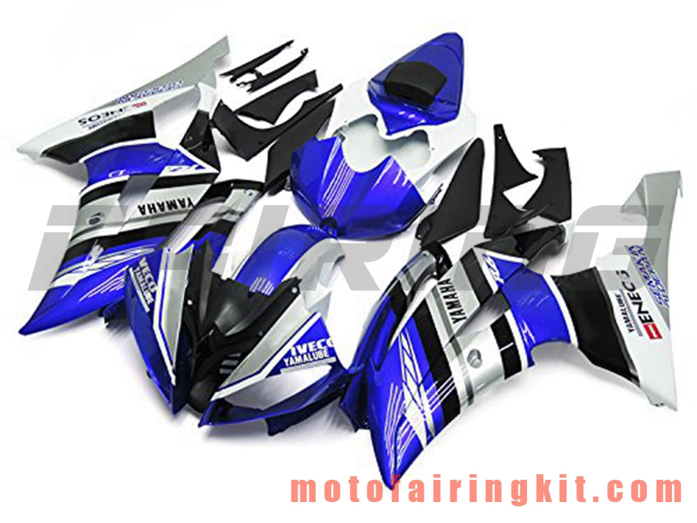 Fairing Kits Fit for YZF-600 R6 2008 2009 2010 2011 2012 2013 2014 2015 2016 Plastic ABS Injection Mold Complete Motorcycle Body Aftermarket Bodywork Frame (Blue & Silver) B083