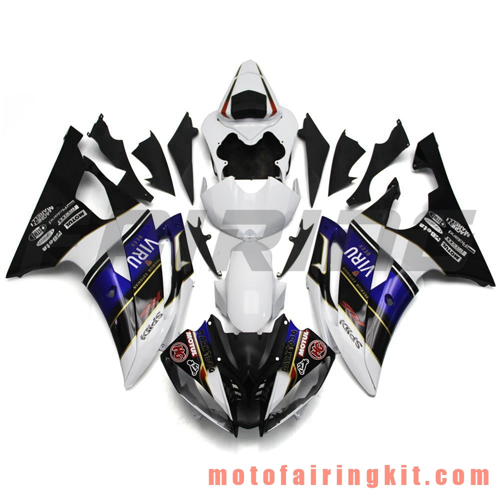 Fairing Kits Fit for YZF-600 R6 2008 2009 2010 2011 2012 2013 2014 2015 2016 Plastic ABS Injection Mold Complete Motorcycle Body Aftermarket Bodywork Frame (White & Black) B084