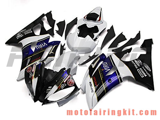 Kits de carenado aptos para YZF-600 R6 2008 2009 2010 2011 2012 2013 2014 2015 2016 Molde de inyección de plástico ABS Carrocería completa para motocicleta Marco de carrocería de posventa (blanco y negro) B084