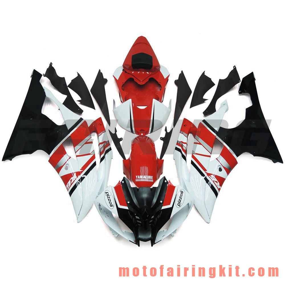 Fairing Kits Fit for YZF-600 R6 2008 2009 2010 2011 2012 2013 2014 2015 2016 Plastic ABS Injection Mold Complete Motorcycle Body Aftermarket Bodywork Frame (Red & Black) B085