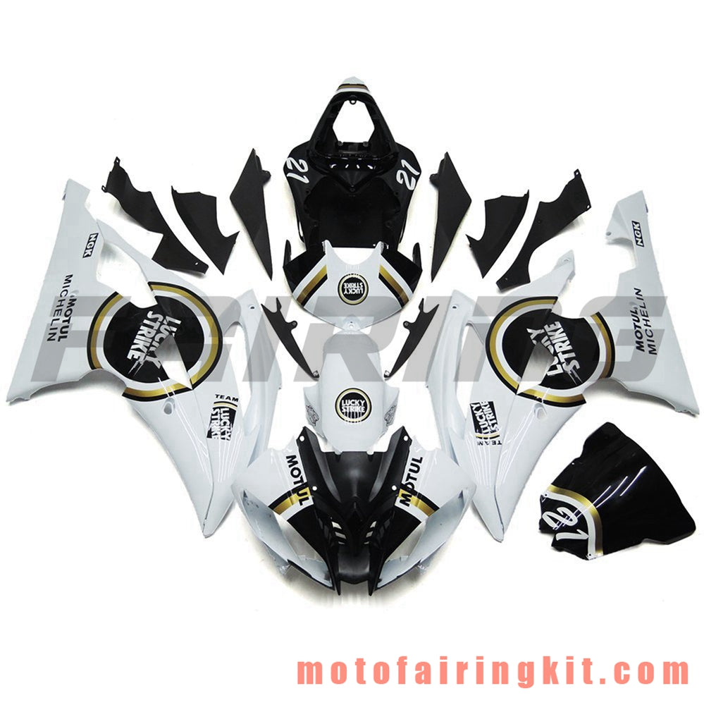 Fairing Kits Fit for YZF-600 R6 2008 2009 2010 2011 2012 2013 2014 2015 2016 Plastic ABS Injection Mold Complete Motorcycle Body Aftermarket Bodywork Frame (White & Black) B087