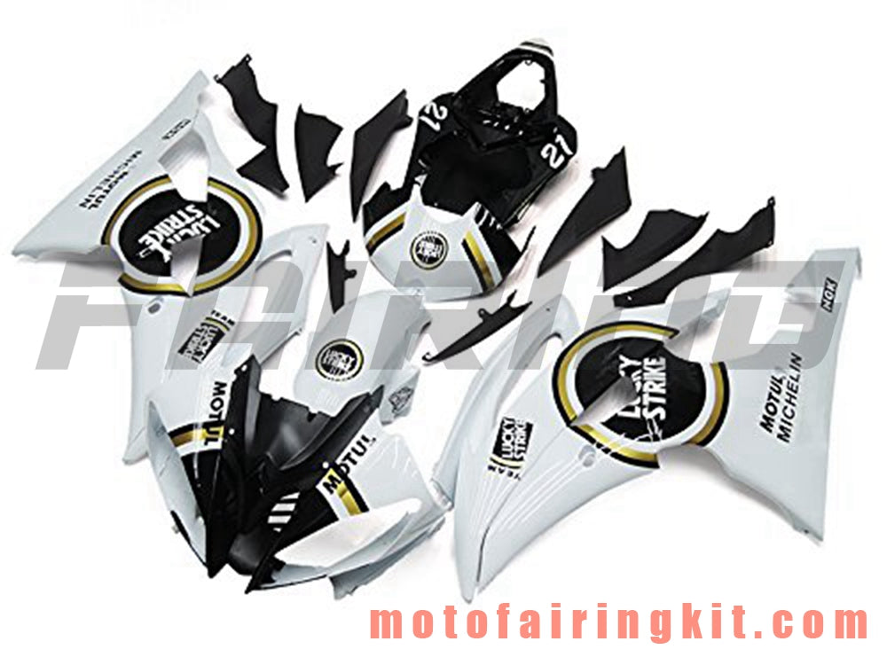 Fairing Kits Fit for YZF-600 R6 2008 2009 2010 2011 2012 2013 2014 2015 2016 Plastic ABS Injection Mold Complete Motorcycle Body Aftermarket Bodywork Frame (White & Black) B087