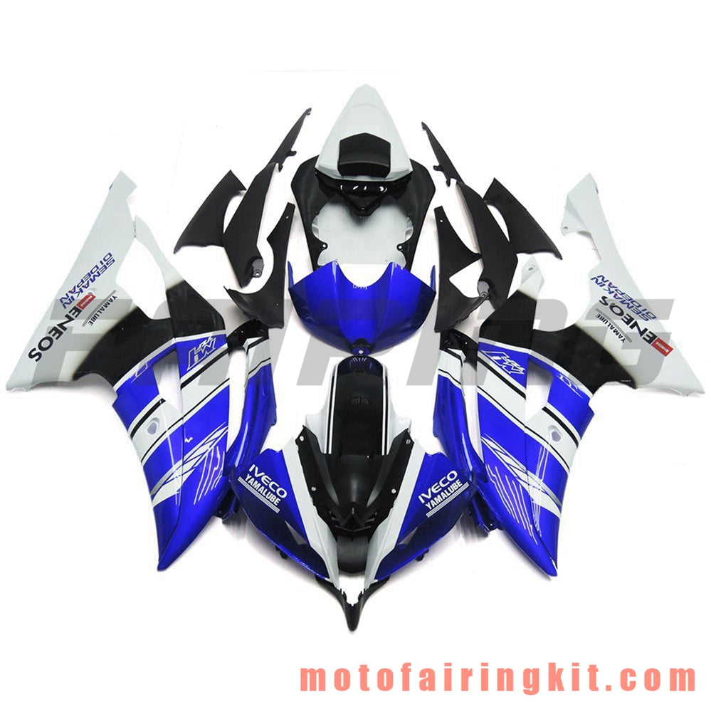 Fairing Kits Fit for YZF-600 R6 2008 2009 2010 2011 2012 2013 2014 2015 2016 Plastic ABS Injection Mold Complete Motorcycle Body Aftermarket Bodywork Frame (Blue & White) B089