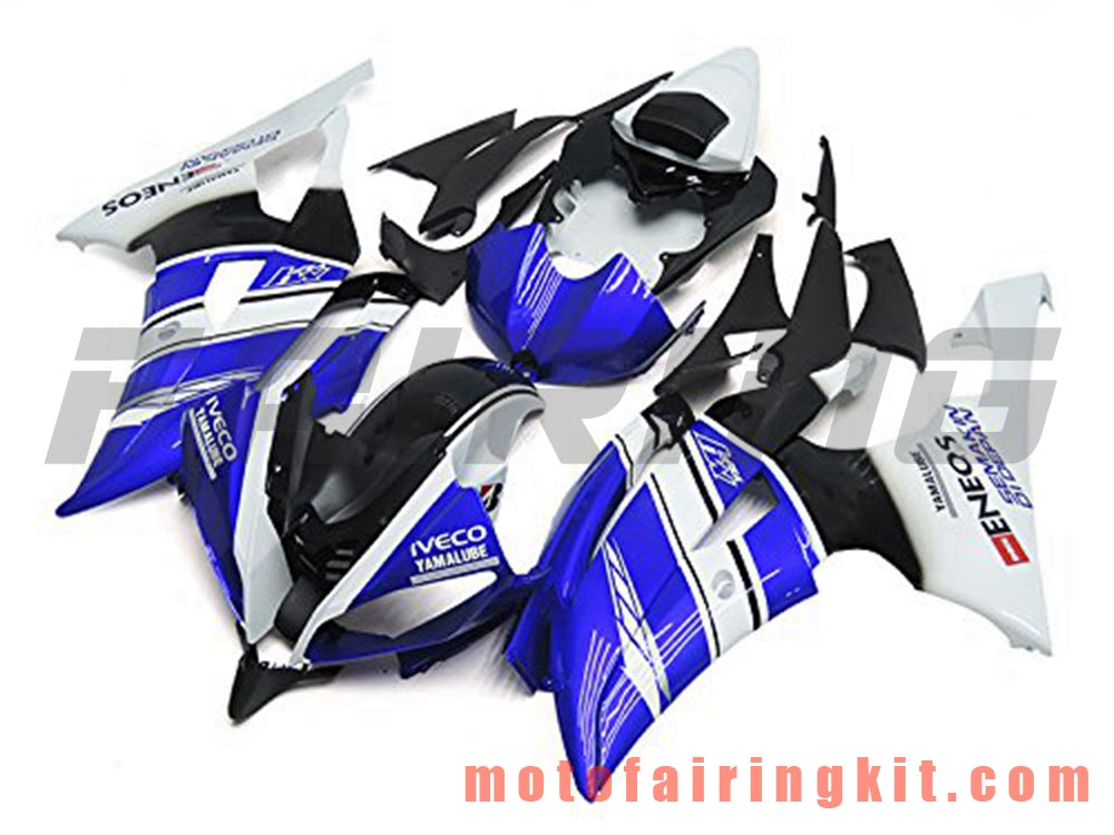 Fairing Kits Fit for YZF-600 R6 2008 2009 2010 2011 2012 2013 2014 2015 2016 Plastic ABS Injection Mold Complete Motorcycle Body Aftermarket Bodywork Frame (Blue & White) B089