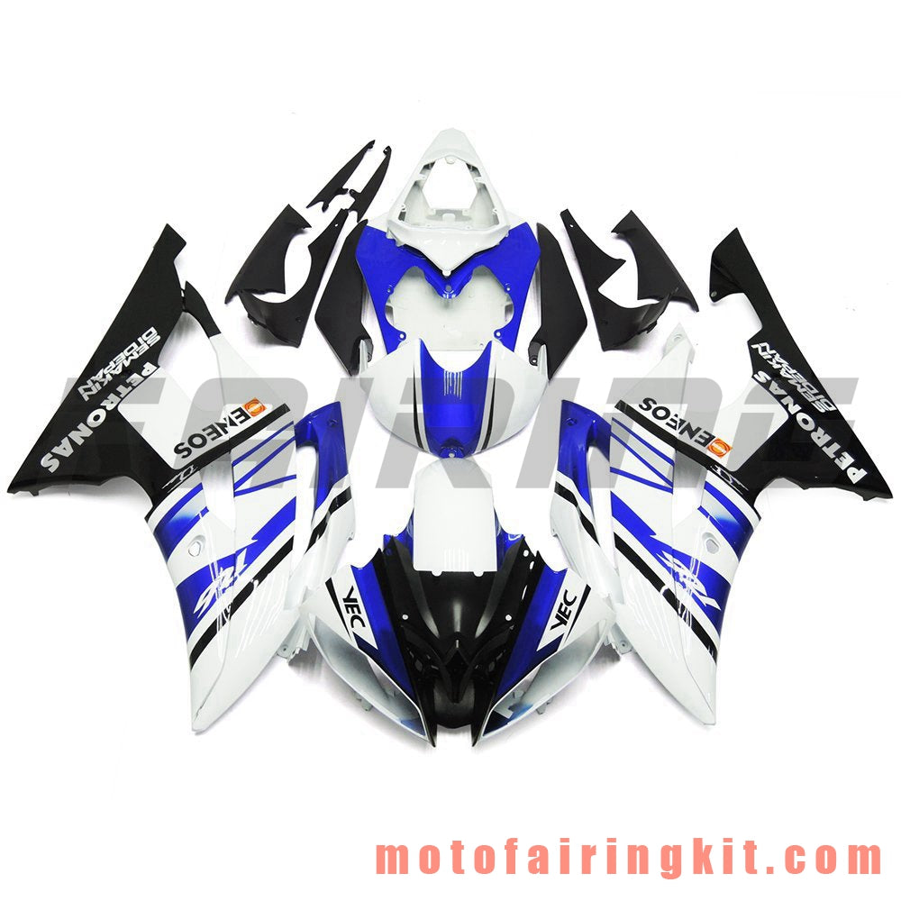 Fairing Kits Fit for YZF-600 R6 2008 2009 2010 2011 2012 2013 2014 2015 2016 Plastic ABS Injection Mold Complete Motorcycle Body Aftermarket Bodywork Frame (White & Blue) B090