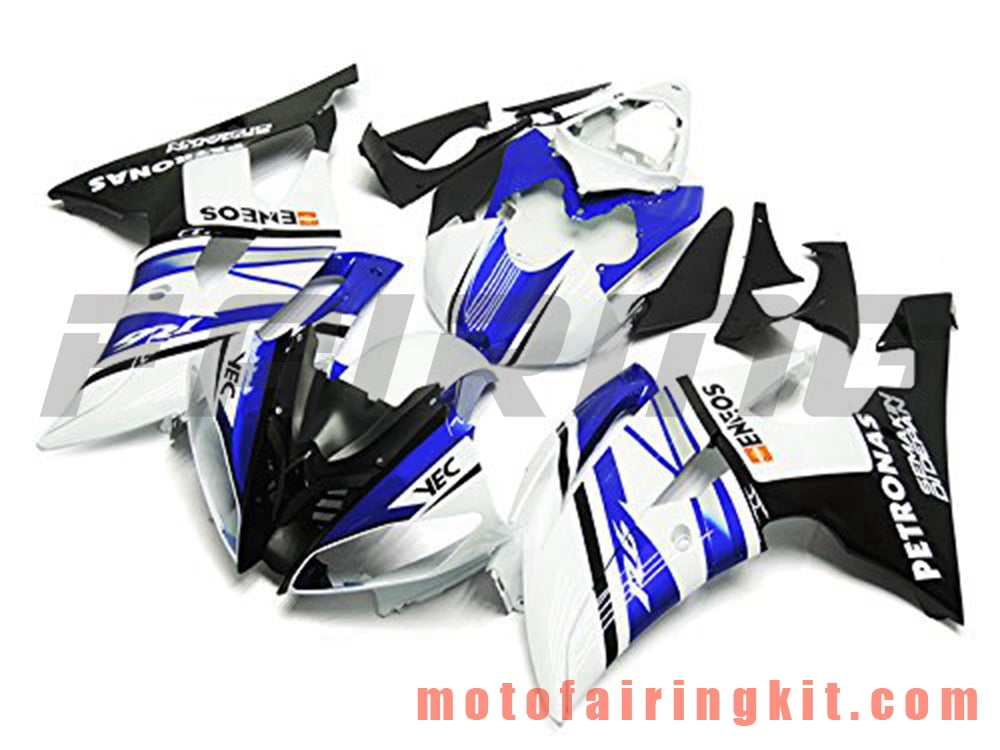 Fairing Kits Fit for YZF-600 R6 2008 2009 2010 2011 2012 2013 2014 2015 2016 Plastic ABS Injection Mold Complete Motorcycle Body Aftermarket Bodywork Frame (White & Blue) B090