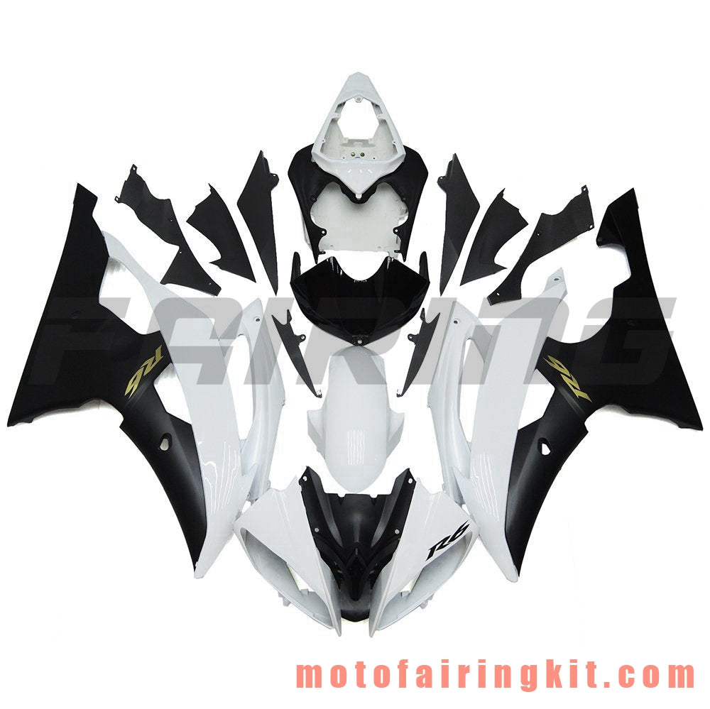 Fairing Kits Fit for YZF-600 R6 2008 2009 2010 2011 2012 2013 2014 2015 2016 Plastic ABS Injection Mold Complete Motorcycle Body Aftermarket Bodywork Frame (White & Black) B091