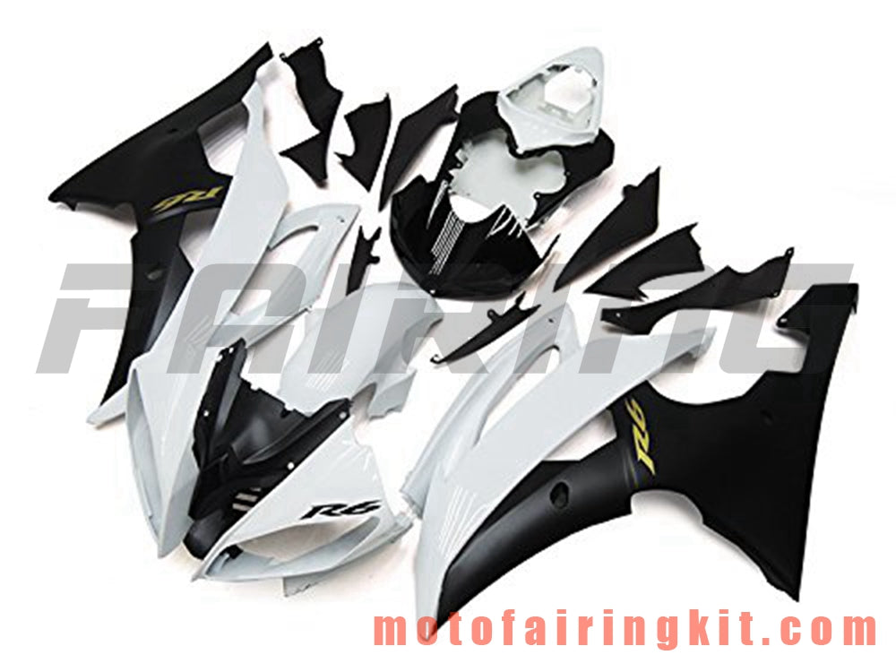 Fairing Kits Fit for YZF-600 R6 2008 2009 2010 2011 2012 2013 2014 2015 2016 Plastic ABS Injection Mold Complete Motorcycle Body Aftermarket Bodywork Frame (White & Black) B091