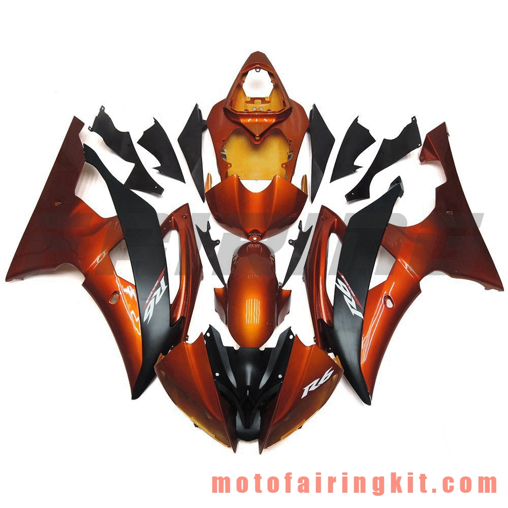 Fairing Kits Fit for YZF-600 R6 2008 2009 2010 2011 2012 2013 2014 2015 2016 Plastic ABS Injection Mold Complete Motorcycle Body Aftermarket Bodywork Frame (Orange & Black) B092