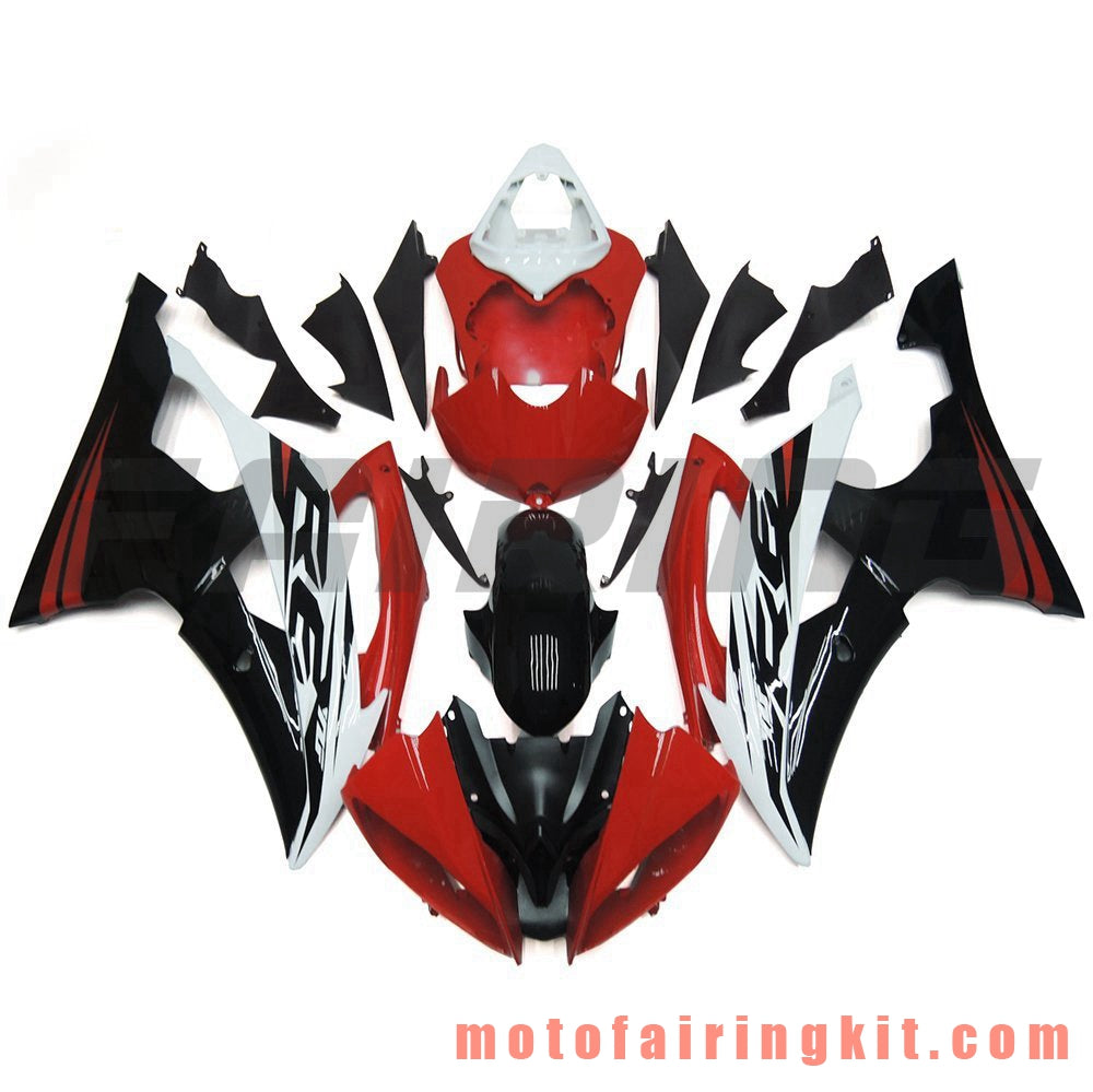 Fairing Kits Fit for YZF-600 R6 2008 2009 2010 2011 2012 2013 2014 2015 2016 Plastic ABS Injection Mold Complete Motorcycle Body Aftermarket Bodywork Frame (Red & Black) B093