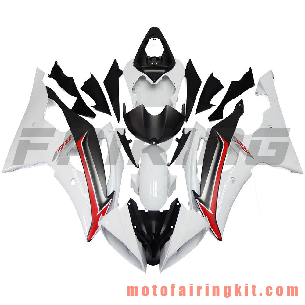 Fairing Kits Fit for YZF-600 R6 2008 2009 2010 2011 2012 2013 2014 2015 2016 Plastic ABS Injection Mold Complete Motorcycle Body Aftermarket Bodywork Frame (White & Black) B094