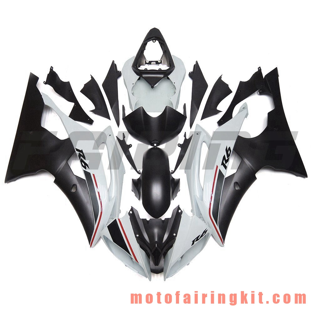 Fairing Kits Fit for YZF-600 R6 2008 2009 2010 2011 2012 2013 2014 2015 2016 Plastic ABS Injection Mold Complete Motorcycle Body Aftermarket Bodywork Frame (White & Black) B096