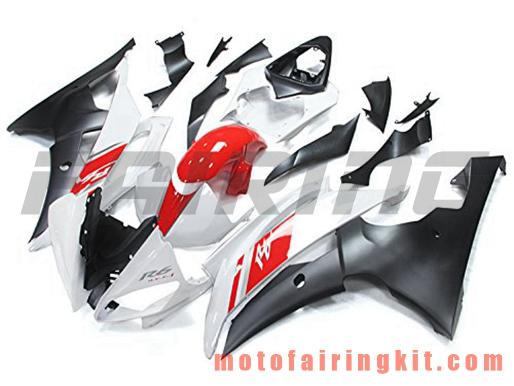 Fairing Kits Fit for YZF-600 R6 2008 2009 2010 2011 2012 2013 2014 2015 2016 Plastic ABS Injection Mold Complete Motorcycle Body Aftermarket Bodywork Frame (White & Black) B098