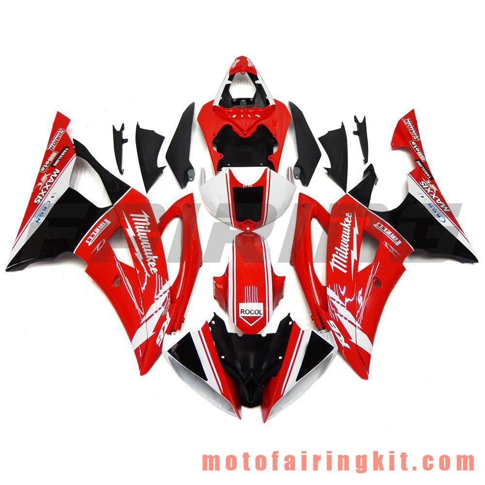 Fairing Kits Fit for YZF-600 R6 2008 2009 2010 2011 2012 2013 2014 2015 2016 Plastic ABS Injection Mold Complete Motorcycle Body Aftermarket Bodywork Frame (Red & Black) B099