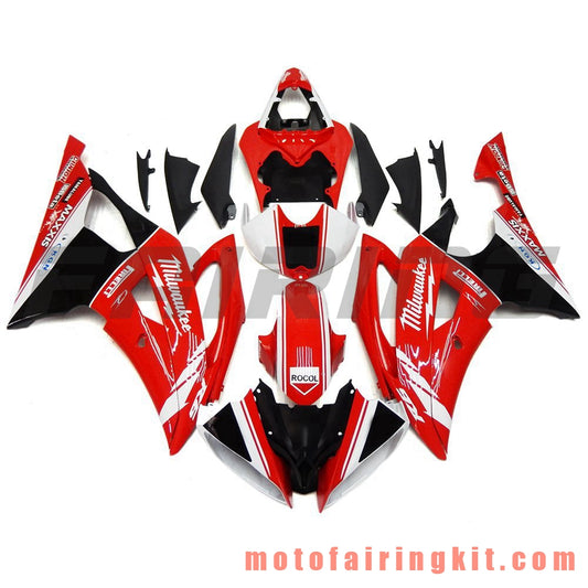 Fairing Kits Fit for YZF-600 R6 2008 2009 2010 2011 2012 2013 2014 2015 2016 Plastic ABS Injection Mold Complete Motorcycle Body Aftermarket Bodywork Frame (Red & Black) B099