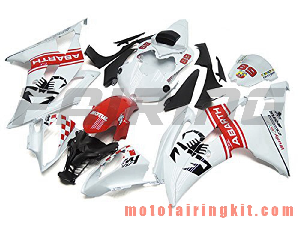 Kits de carenado aptos para YZF-600 R6 2008 2009 2010 2011 2012 2013 2014 2015 2016 Molde de inyección de plástico ABS Carrocería completa para motocicleta Carrocería del mercado de accesorios Marco (blanco y rojo) B103