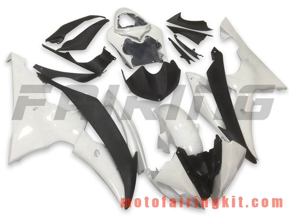 Fairing Kits Fit for YZF-600 R6 2008 2009 2010 2011 2012 2013 2014 2015 2016 Plastic ABS Injection Mold Complete Motorcycle Body Aftermarket Bodywork Frame (White & Black) B105