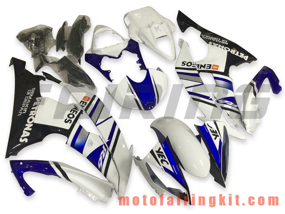 Fairing Kits Fit for YZF-600 R6 2008 2009 2010 2011 2012 2013 2014 2015 2016 Plastic ABS Injection Mold Complete Motorcycle Body Aftermarket Bodywork Frame (White & Blue) B109