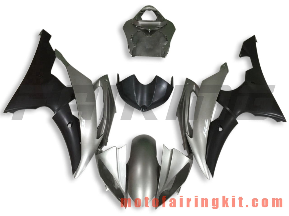 Fairing Kits Fit for YZF-600 R6 2008 2009 2010 2011 2012 2013 2014 2015 2016 Plastic ABS Injection Mold Complete Motorcycle Body Aftermarket Bodywork Frame (Silver & Black) B110