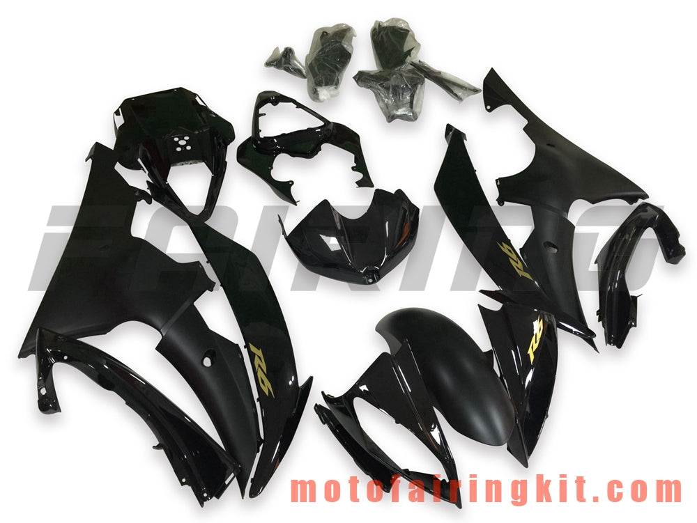 Fairing Kits Fit for YZF-600 R6 2008 2009 2010 2011 2012 2013 2014 2015 2016 Plastic ABS Injection Mold Complete Motorcycle Body Aftermarket Bodywork Frame (Black) B114