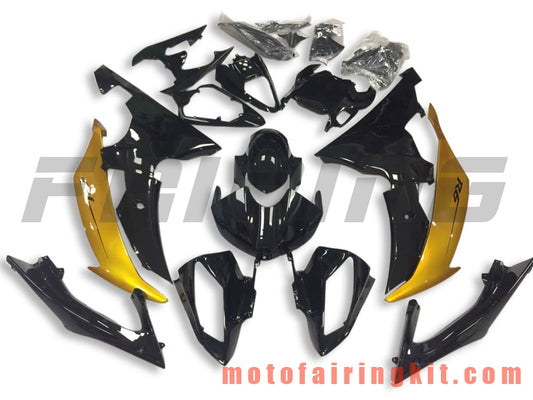 フェアリングキット YZF-600 R6 2008 2009 2010 2011 2012 2013 2014 2015 2016 プラスチック ABS 射出成形 完全なオートバイボディ アフターマーケットボディワークフレーム (ブラック &amp; ゴールド) B115