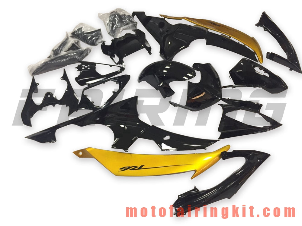 Fairing Kits Fit for YZF-600 R6 2008 2009 2010 2011 2012 2013 2014 2015 2016 Plastic ABS Injection Mold Complete Motorcycle Body Aftermarket Bodywork Frame (Black & Gold) B115